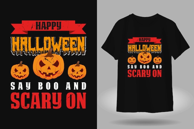 say boo and scary on halloween t-shirt design