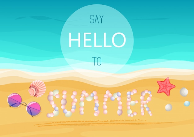 Vector say hello to summer text. summer poster.