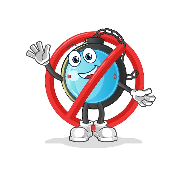 Say no to compass mascot. cartoon vector