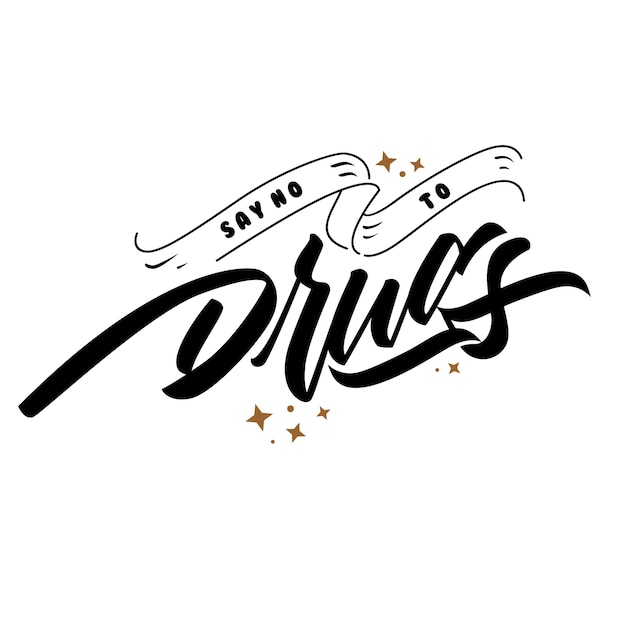 Vector say no to drugs calligraphy