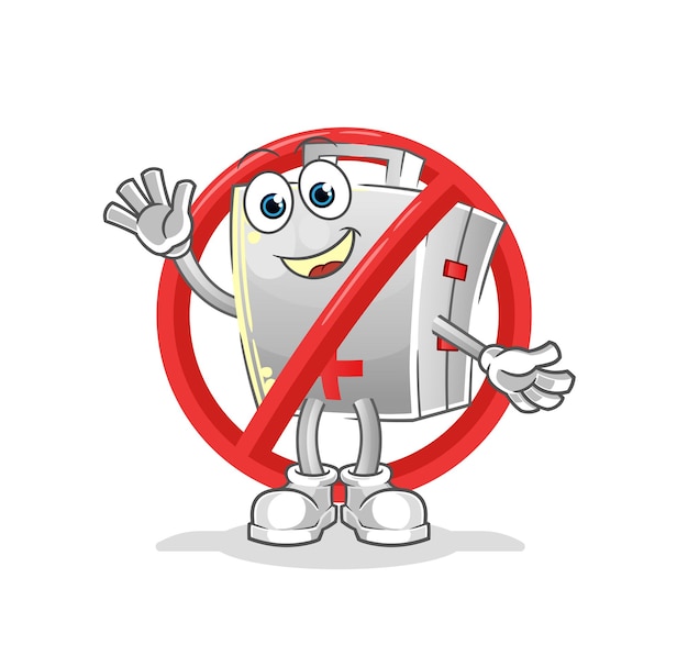 Say no to first aid kit mascot. cartoon vector