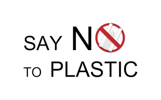 プラスチックにノーと言うプラスチック廃棄物汚染問題の概念ベクトル図