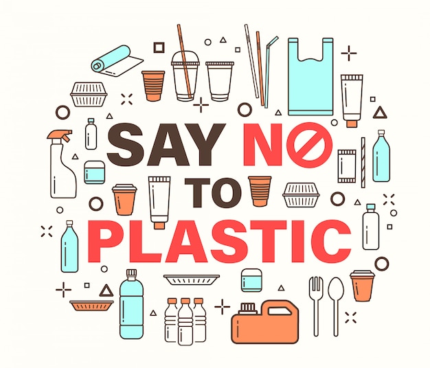 Say no to plastic illustration.