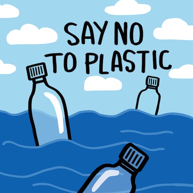 Vector say no to plastic. motivational phrase.