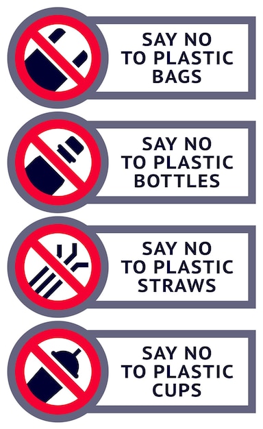 say no to plastic: stickers set