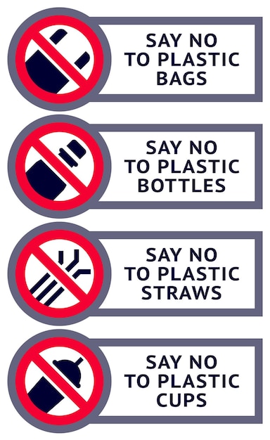 Say no to plastic: stickers set