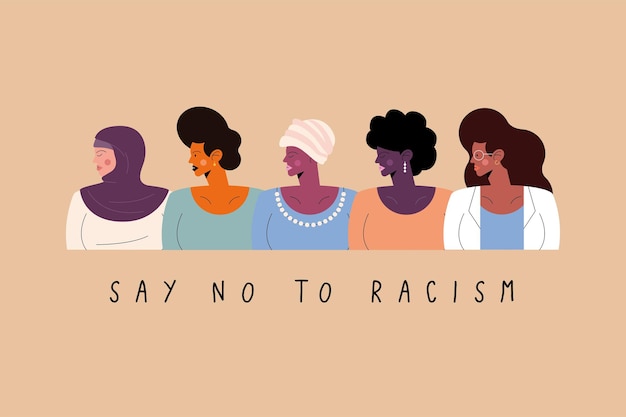 Say no to racism message five persons