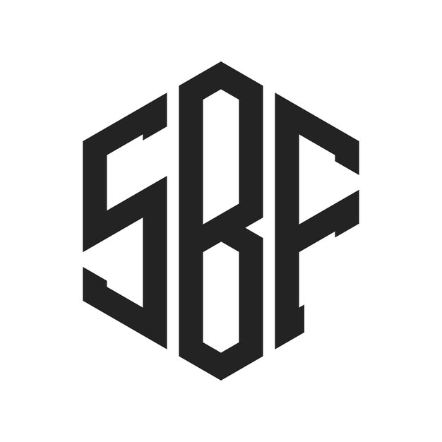 SBF 로고 디자인 초기 글자 SBF 모노그램 로고는 육각형 모양을 사용합니다.