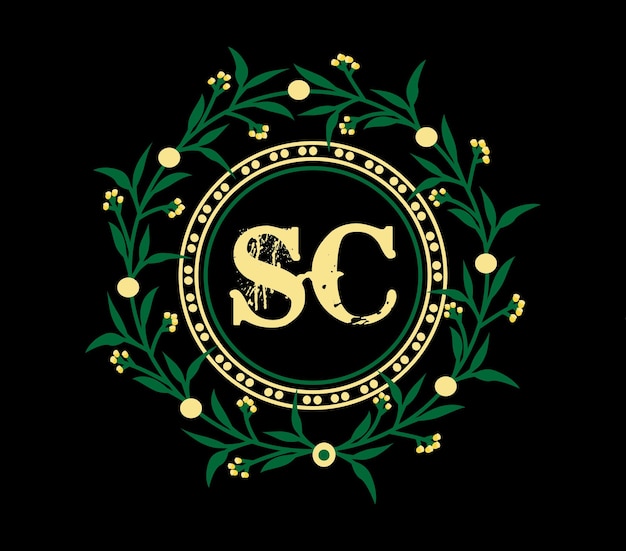 Vettore design del logo della lettera sc con un design del logo a forma di cerchio sc e del logo a forma di cubo busine del monogramma sc