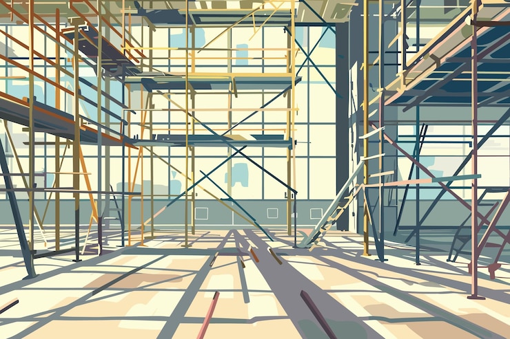 Vector scaffolding construction background