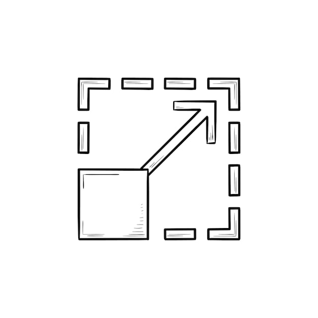 Scalability hand drawn outline doodle icon. Size expand and enlarge, magnification and adjust concept