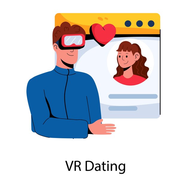 Vettore un'icona piatta scalabile di dating vr