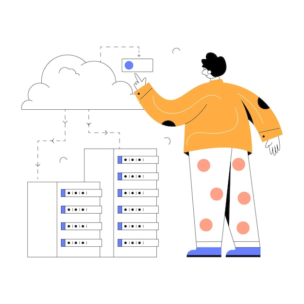 Vettore un'illustrazione piatta scalabile dell'hosting dei dati