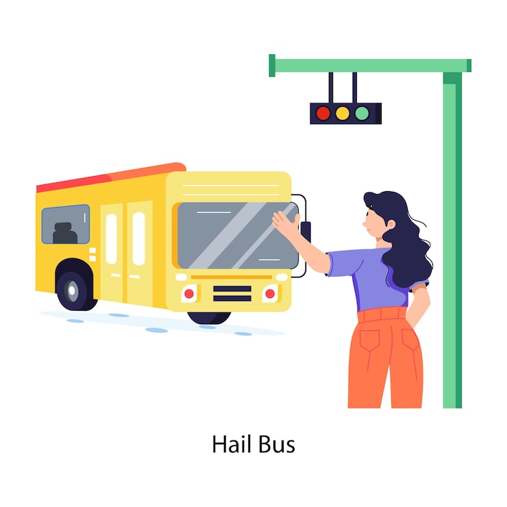 Vector scalable flat illustration of hail bus