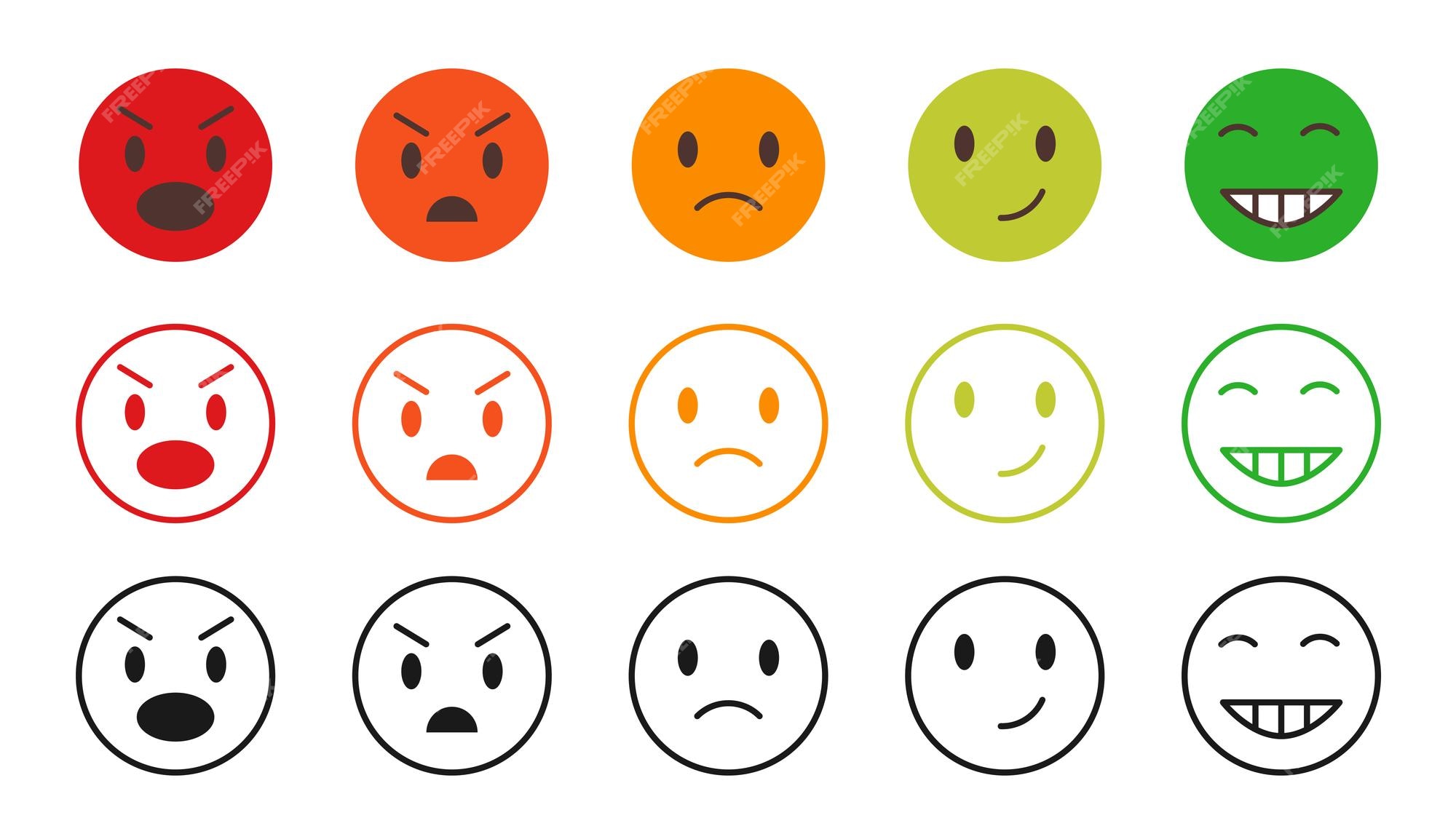 kinakål høflighed Adskillelse Premium Vector | Scale emoji set red orange green emoticon collection mood  facial smiles angry happy sad faces