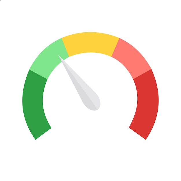 Scale level of performance Speed dial indicator Speedometer gauge meter icons Green yellow r