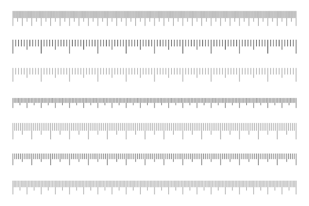 Scale of ruler set Horizontal measuring chart with centimeters and millimeters markup