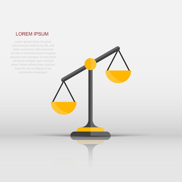 Scales icon in flat style Libra vector illustration on isolated background Mass comparison sign business concept