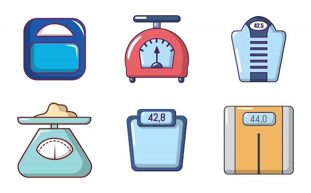 Vector scales icon set. cartoon set of scales vector icons set isolated