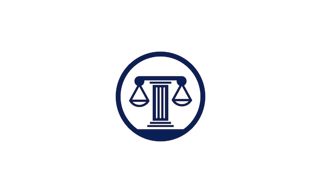 Scales of justice law pole in circle logo design