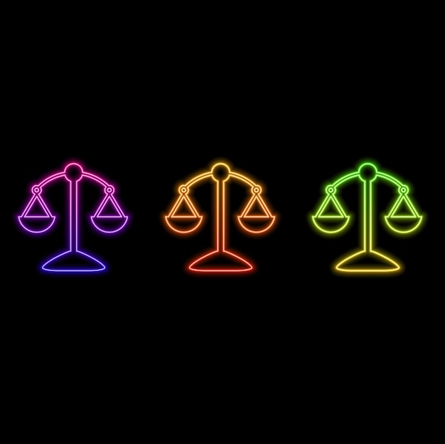 scales justice vector icon neon style