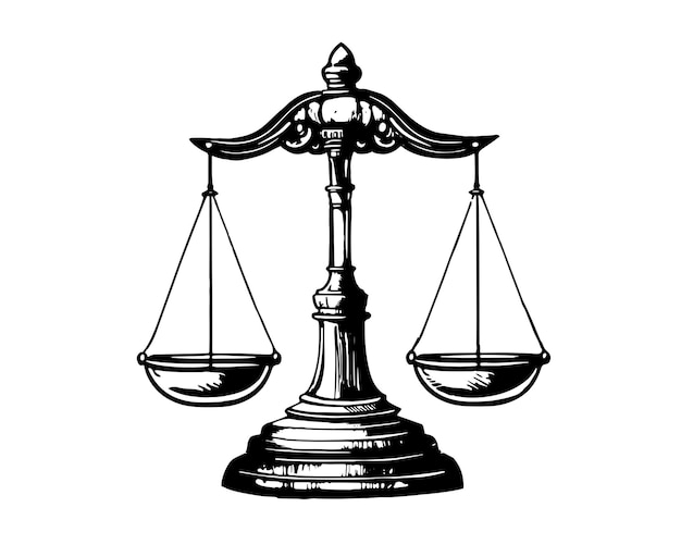 Scales for weighing libra justice hand drawn Vector hand drawn isolated on white background