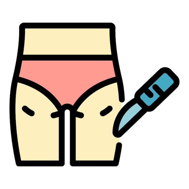 Vector scalpel plastic surgery icon outline scalpel plastic surgery vector icon color flat isolated