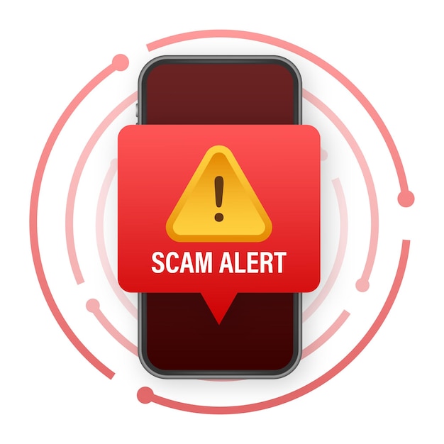 Vector scam alert hacker attack and web security vector concept phishing scam network