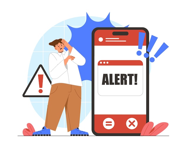 Scam alert notification vector concept