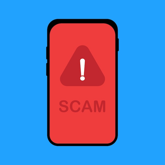 Scam alert on a phone screen Danger notification on smartphone Vector icon