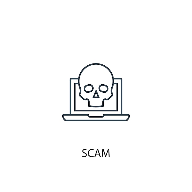 Scam concept line icon. simple element illustration. scam concept outline symbol design. can be used for web and mobile ui/ux