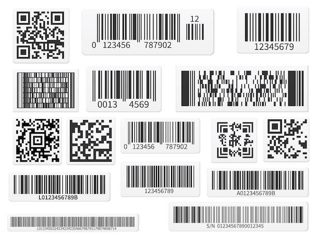 스캔 코드 바 및 QR 코드 라벨 세트