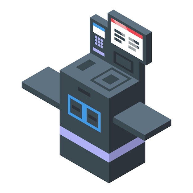 Vector scan counter store icon isometric vector self service