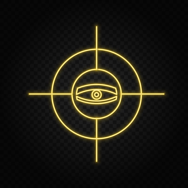 Scan eye security gold icon Vector illustration of golden particle background on dark