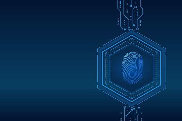 Scansione delle impronte digitali sicurezza informatica e controllo delle password tramite accesso alle impronte digitali con identificazione biometrica