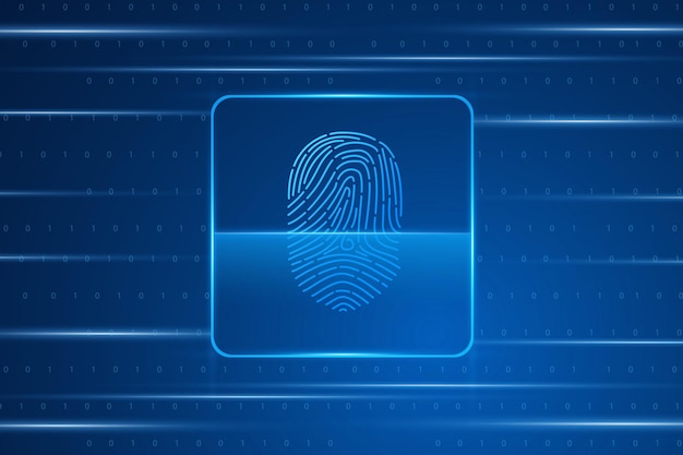 Scansione delle impronte digitali sicurezza informatica e controllo delle password tramite l'accesso alle impronte digitali con dati biometrici