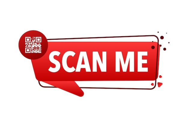 QR 코드 비문이 있는 스캔 미 아이콘 스캔 미 QR 코드 레이블