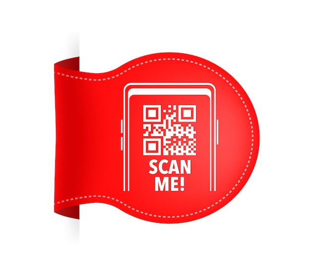Scan me icon with QR code Inscription scan me QR code label