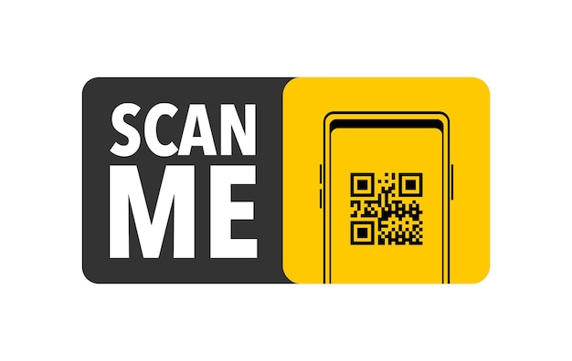 QR 코드 비문이 있는 스캔 미 아이콘 스캔 미 QR 코드 레이블