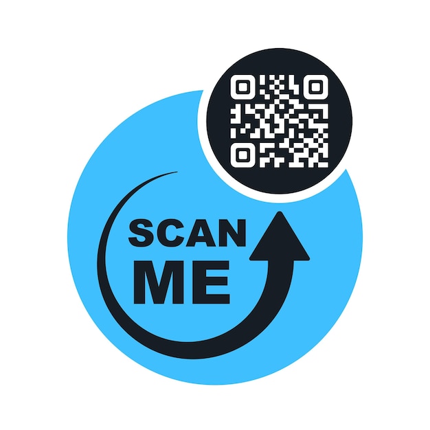 Vector scan me icon with qr code symbol or emblem