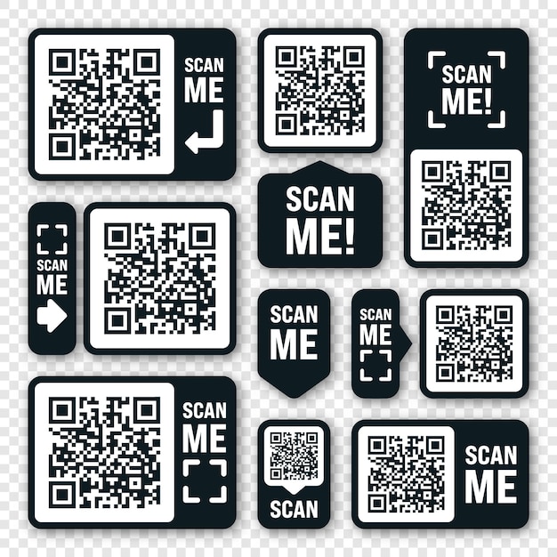 Vector scan me qr-code sticker online betaling speciale aanbieding verkoop stickers winkelen korting label of