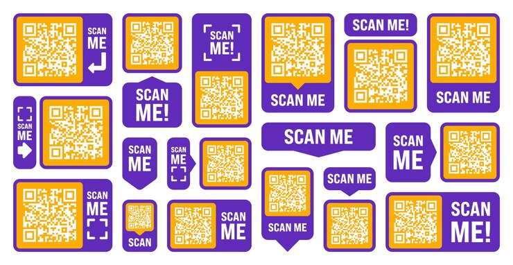 Vector scan me qr code sticker online payment special offer sale stickers shopping discount label or promotional badge serial number product id supermarket retail label price tag vector illustration