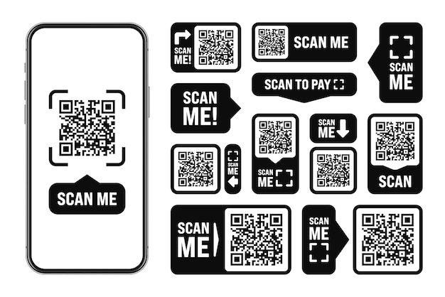 Scan me qr code sticker online payment special offer sale stickers shopping discount label or