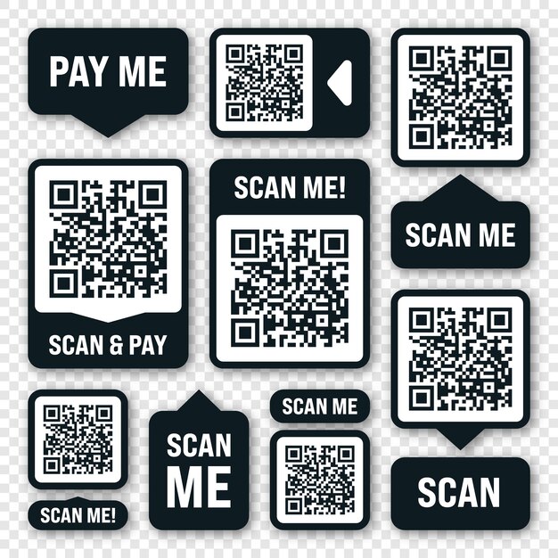 Vettore scannami qr code adesivo pagamento online offerta speciale vendita adesivi shopping etichetta di sconto o