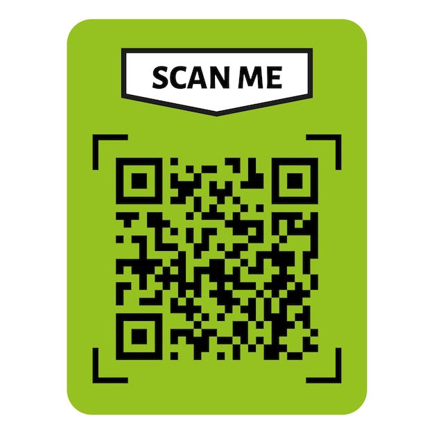 Scan me qr-codeontwerp qr-code voor betalingstekstoverdracht met scan me-knop vectorillustratie