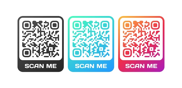 Scan me qrcode pictogrammen Platte kleur qrcode pictogrammen scan me qrcode knoppen Vector pictogrammen