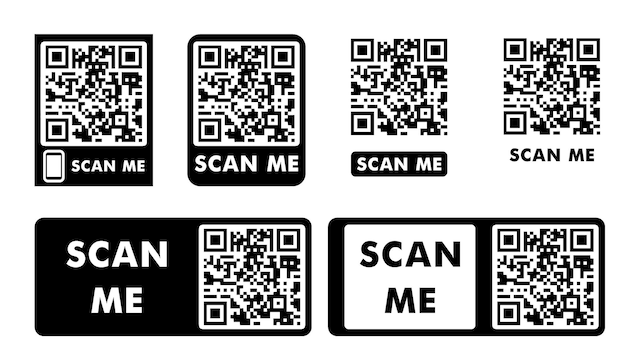 Scan me set pictogrammen voor ontwerp van mobiele apparaten QR-codevoorbeeld voor smartphone scannen Qr-codepictogram