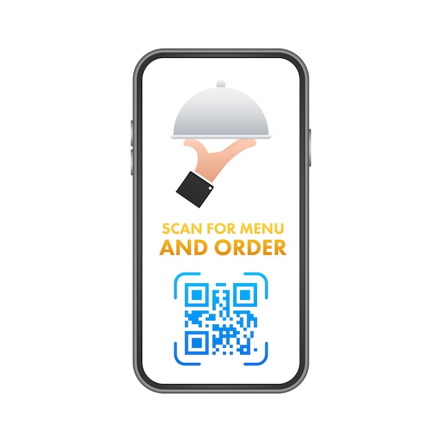 Cerca il menu e ordina l'icona di scansione del codice qr servizio clienti illustrazione stock vettoriale