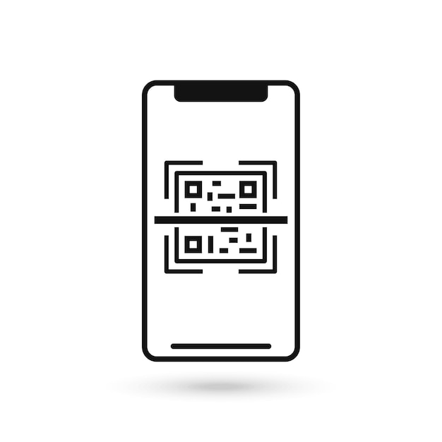 Вектор Отсканируйте плоский значок qr-кода со штрих-кодом телефона