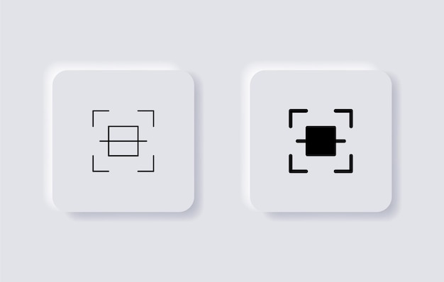 Scansione codice qr icona scanner di codici a barre segno contorno icone neumorfismo pulsante forma segni neumorfici dell'interfaccia utente